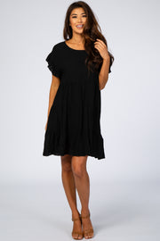 Black Tiered Ruffle Accent Dress