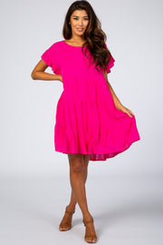 Fuchsia Tiered Ruffle Accent Dress