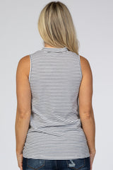 Ivory Striped Mock Neck Maternity Top