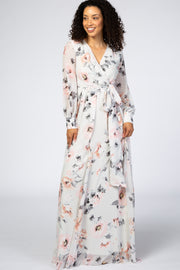 Ivory Floral Chiffon Maxi Dress