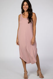 Light Pink Ribbed Maxi Dress