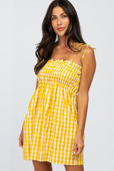 Yellow Gingham Smocked Dress