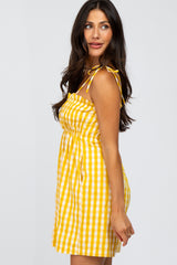 Yellow Gingham Smocked Dress