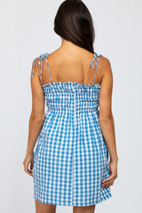 Blue Gingham Smocked Dress