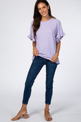 Lavender Textured Ruffle Sleeve Top