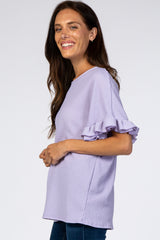 Lavender Textured Ruffle Sleeve Top