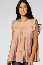 Peach Textured Tiered Blouse