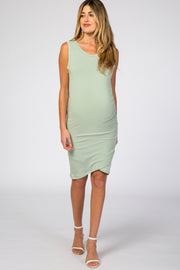 PinkBlush Mint Ruched Tulip Hem Maternity Dress