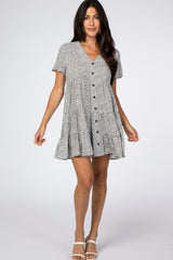 Ivory Printed Button Front Maternity Dress