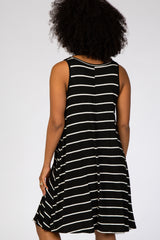 Black Striped Sleeveless Dress