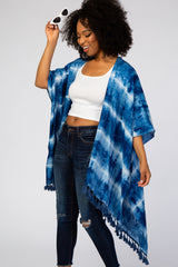 Navy Blue Tie Dye Tassel Coverup