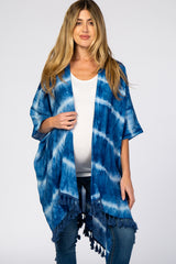 Navy Blue Tie Dye Tassel Maternity Coverup