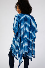 Navy Blue Tie Dye Tassel Coverup