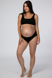 Black Ribbed Maternity Bikini Set