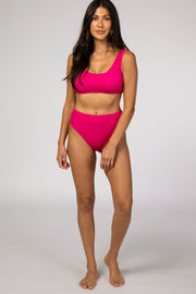 Hot Pink Ribbed Bikini Set