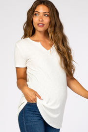 Ivory Ribbed Maternity T Shirt