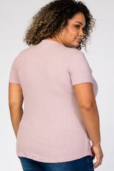 Lavender Ribbed Maternity Plus T Shirt