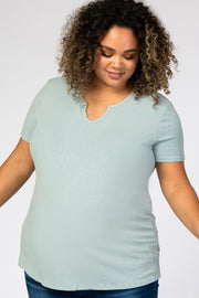 Mint Green Ribbed Maternity Plus T Shirt