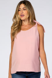 Pink Knot Accent Sleeveless Maternity Top