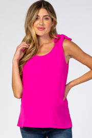 Magenta Knot Accent Sleeveless Maternity Top