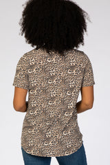 Taupe Animal Print Short Sleeve Top