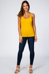 Gold Fitted Scoop Neck Tank Top