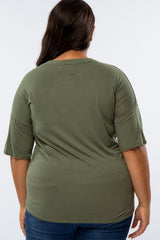 Olive Front Cutout Plus Top