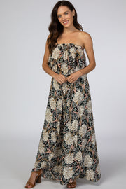 Black Floral Off Shoulder Maxi Dress