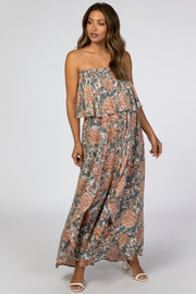 Pink Floral Off Shoulder Maternity Maxi Dress