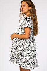 Ivory Animal Print Tiered Maternity Dress