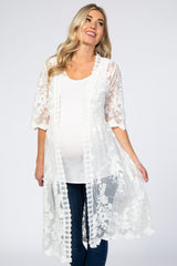 White Lace Mesh Maternity Cover Up