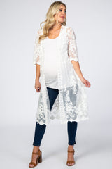 White Lace Mesh Maternity Cover Up