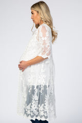 White Lace Mesh Maternity Cover Up