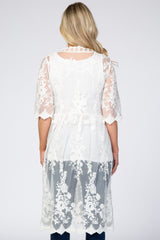 White Lace Mesh Maternity Cover Up