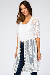 White Lace Mesh Maternity Cover Up