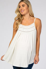 White Crochet Detail Sleeveless Maternity Top