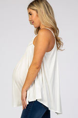 White Crochet Detail Sleeveless Maternity Top