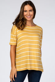 Yellow Striped Short Sleeve Top