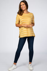 Yellow Striped Short Sleeve Top