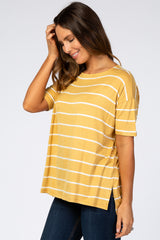 Yellow Striped Short Sleeve Top