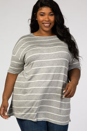 Grey Striped Plus Maternity Tee