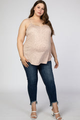 Peach Animal Print Maternity Plus Tank Top