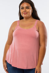 Pink Wide Strap Flowy Plus Tank