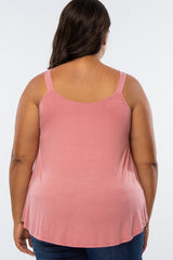 Pink Wide Strap Flowy Plus Tank