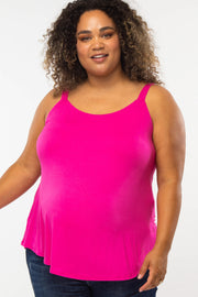 Fuchsia Wide Strap Flowy Maternity Plus Tank