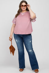 Mauve Floral Sleeve Plus Maternity Top