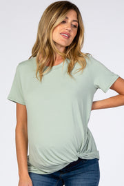 Mint Short Sleeve Knotted Hem Maternity Top