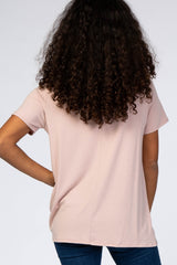 Mauve Short Sleeve Knotted Hem Top