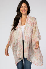 Mauve Floral Geometric Sheer Maternity Cover Up