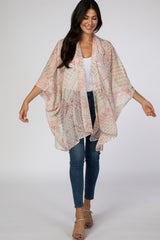 Mauve Floral Geometric Sheer Cover Up